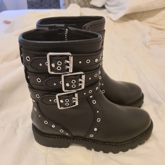 Girls Genuine Leather Moto boots - Picture 2 of 3